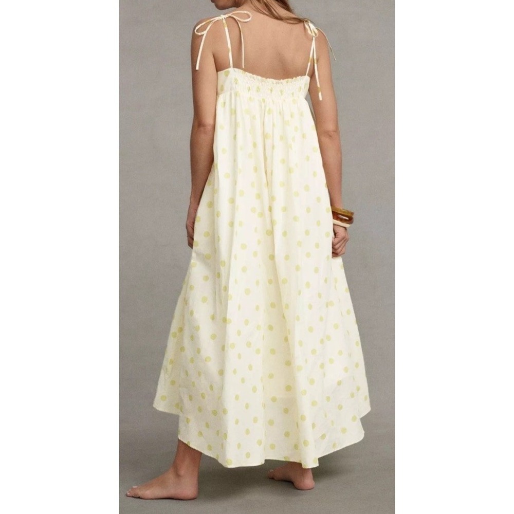 Anthropologie WHIT TWO Polka Dot Maxi Dress in Yellow & White Cotton Size M - Picture 4 of 16